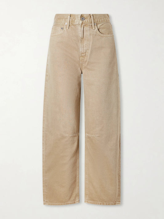 Image of Jeans. Product name - Miro Mid-rise Barrel-leg Jeans in Beige colour by brand - Citizens of Humanity