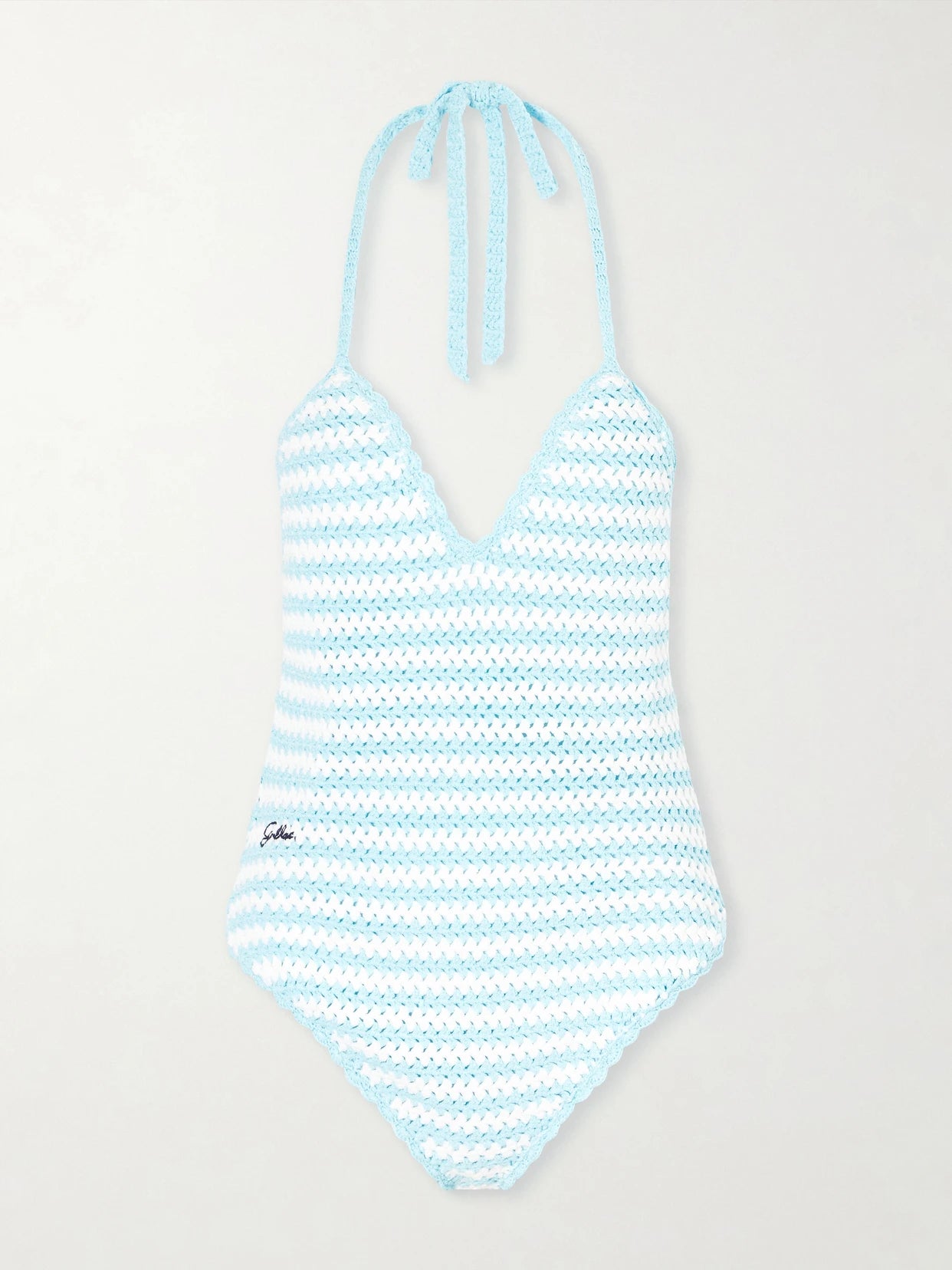 Karoline Striped Crocheted Swimsuit