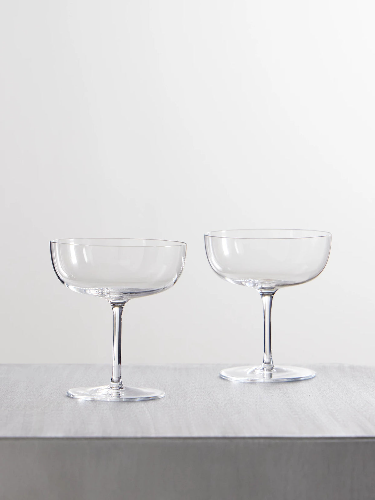 Set Of Two Crystal Glass Champagne Coupes