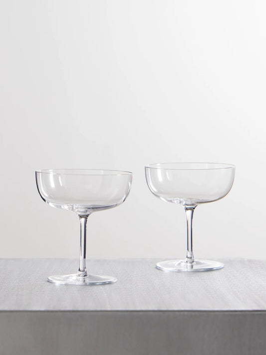 Set Of Two Crystal Glass Champagne Coupes