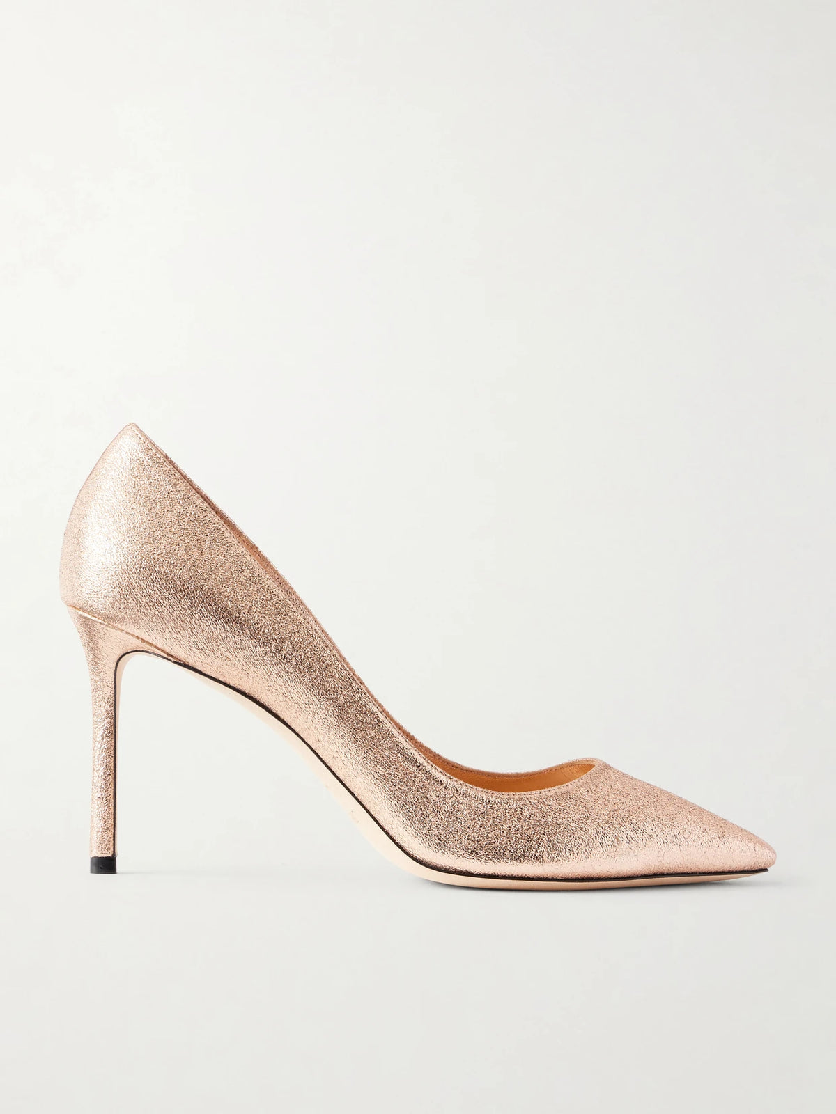 Romy Macaron 85 Metallic Crinkled Leather Pumps