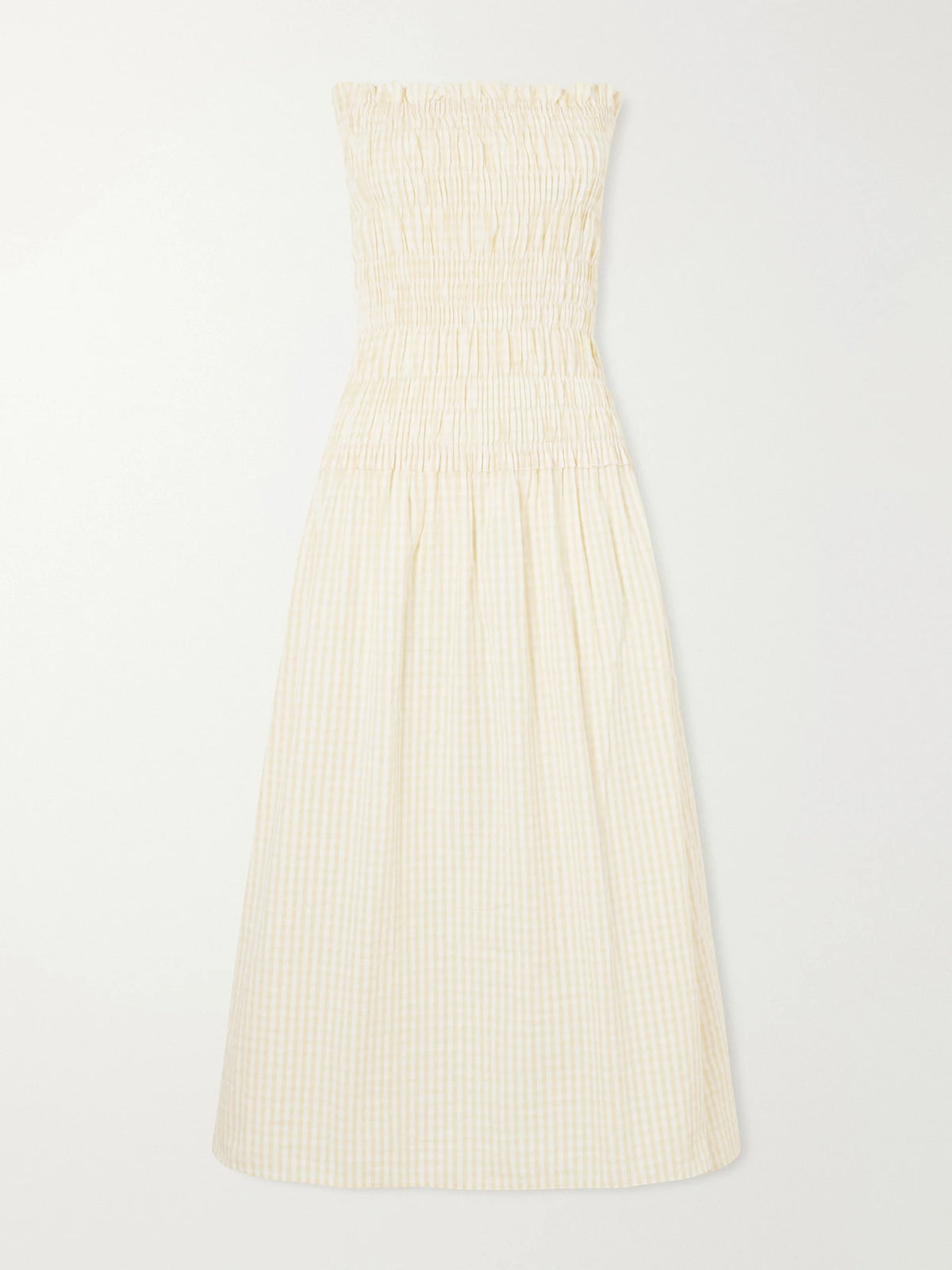 Faithfull Amalita Shirred Gingham Cotton Midi Dress