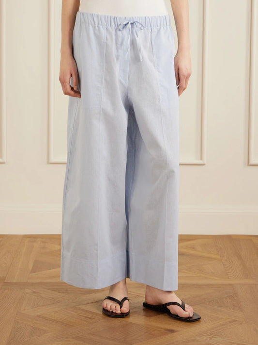 Cotton And Linen-blend Wide-leg Pants