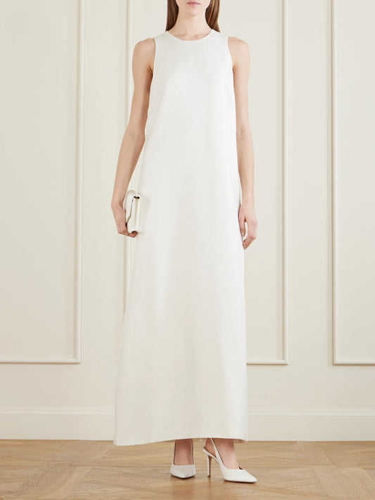 Image of Heels. Product name - Ribbon 85 Satin Slingback Pumps in White colour by brand - Gianvito Rossi