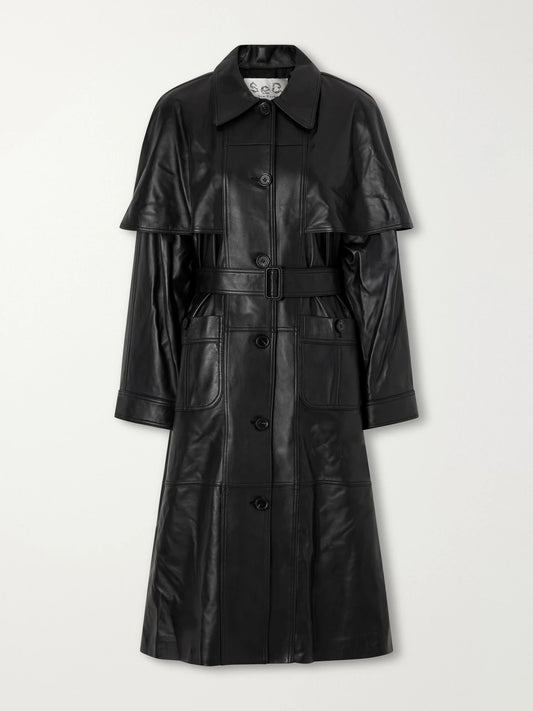 Sea Caitlin Belted Leather Trench Coat
