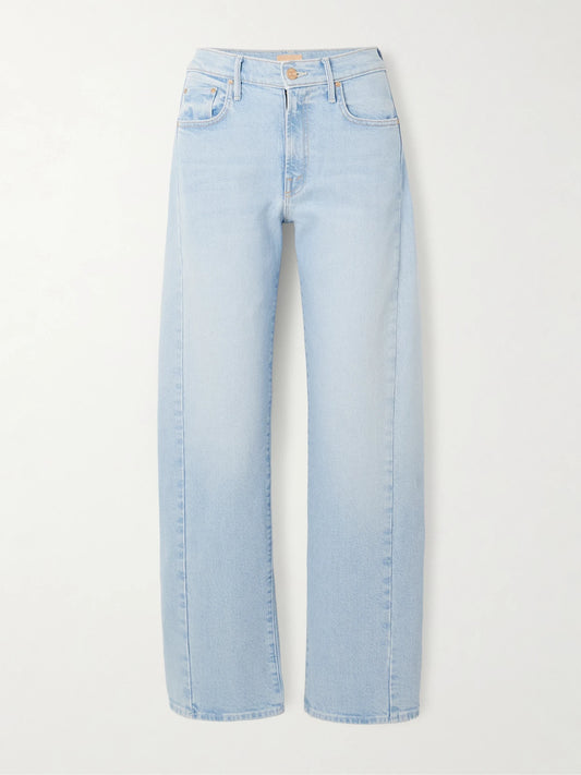 Image of Jeans. Product name - The Half-pipe Hover Mid-rise Wide-leg Jeans in Light denim colour by brand - Mother