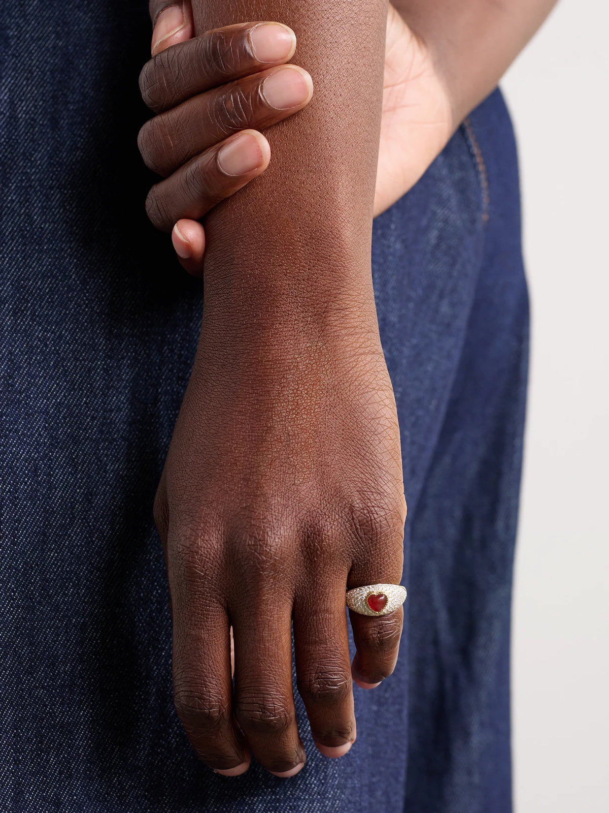 Image of Rings. Product name - Mini Bague Dôme Coeur 9-karat Gold, Agate And Diamond Ring in Multi colour by brand - Yvonne Léon