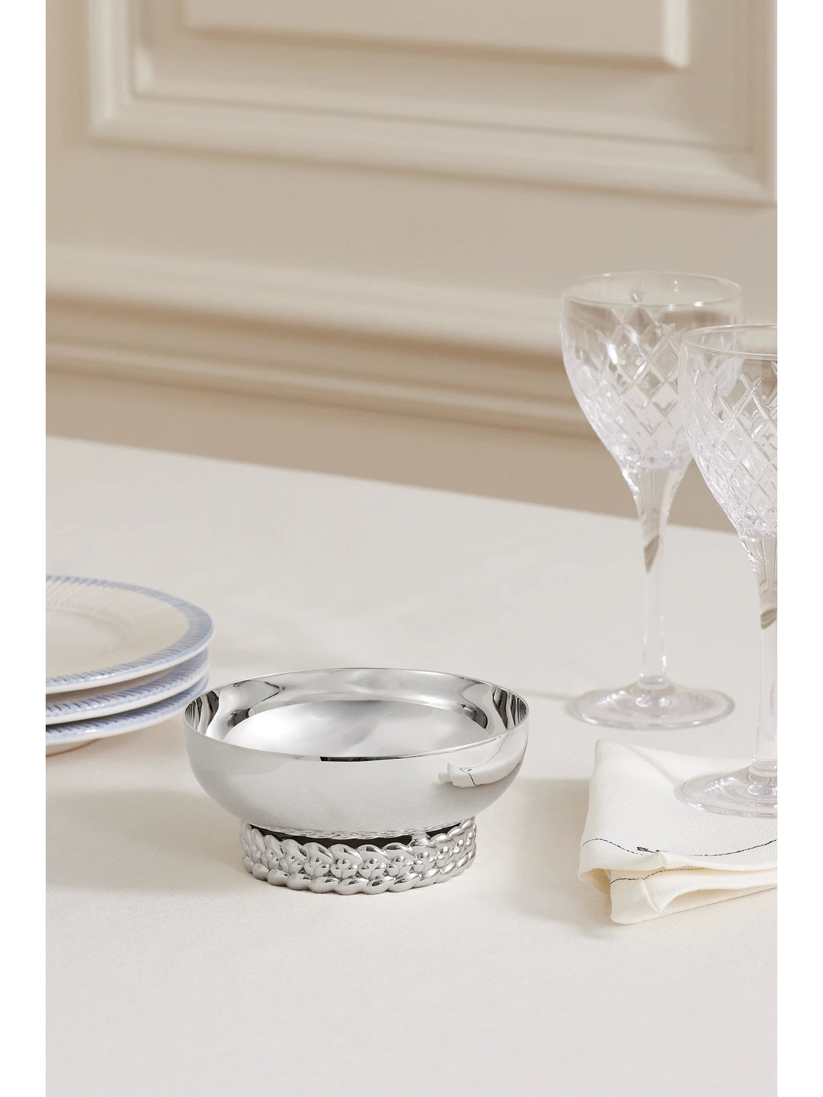 Image of Tableware. Product name - Babylone Small Silver-plated Bowl in Multi colour by brand - Christofle