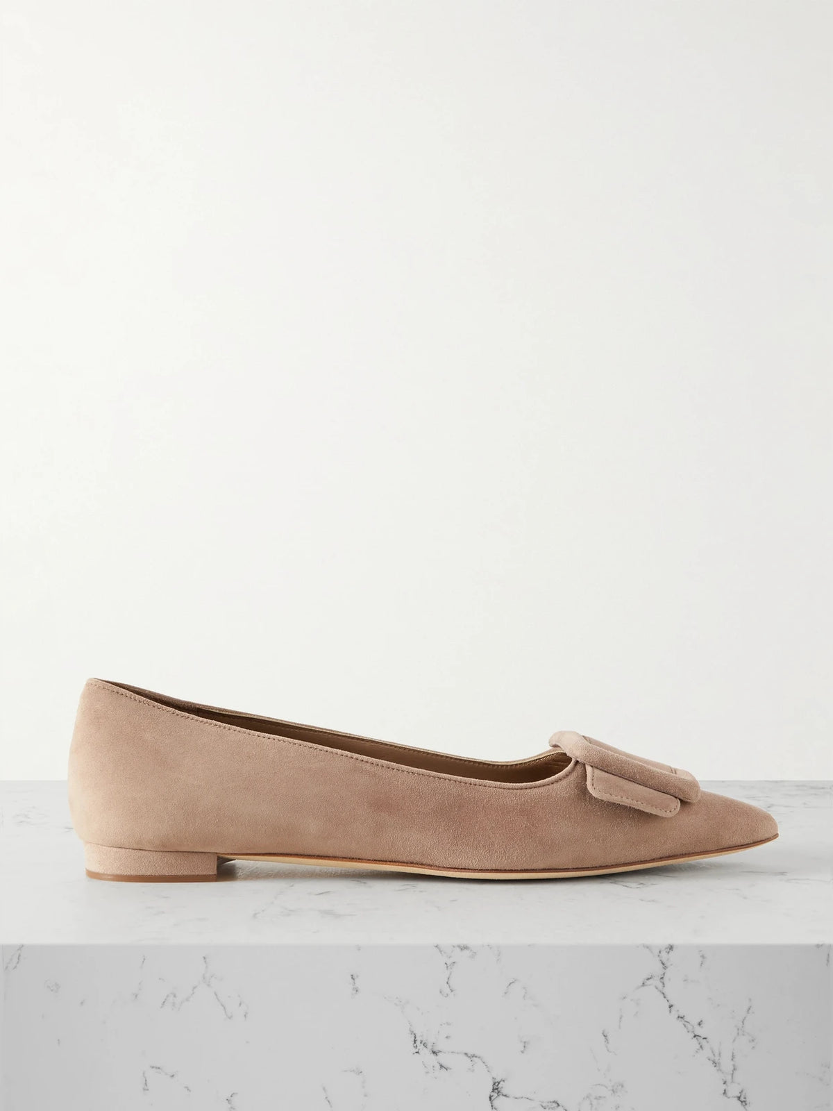 Maysale Buckled Suede Point-toe Flats