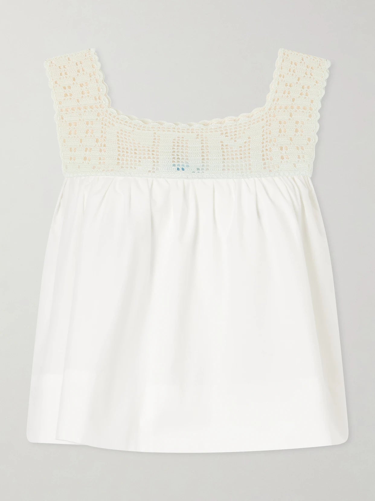 Heirloom Lace-trimmed Cotton-poplin Top