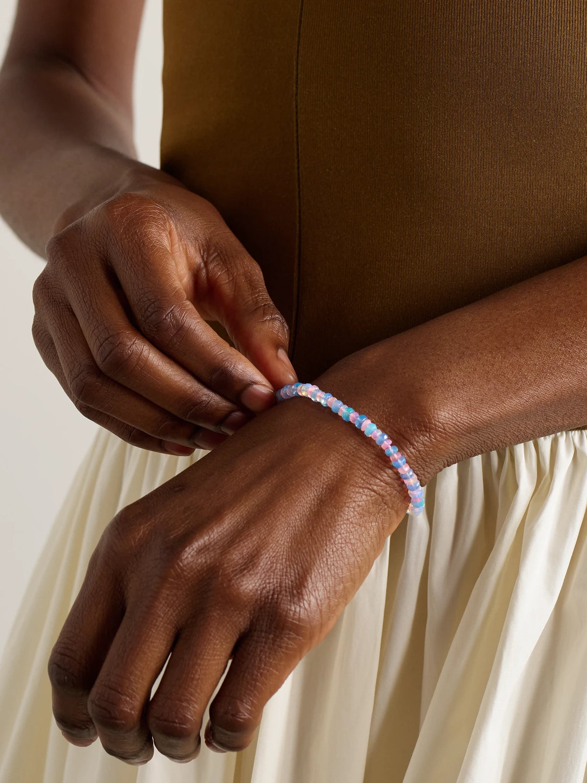 Image of Bracelets. Product name - Soleil Gold Opal Bracelet in Pink colour by brand - JIA JIA