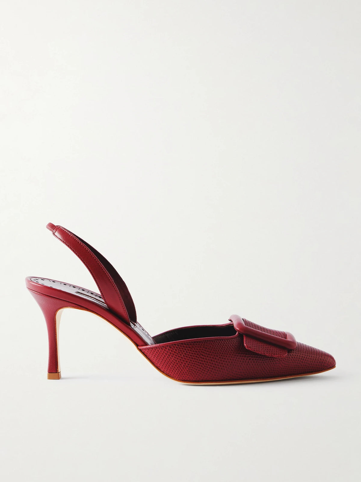 Mayslibi 70 Lizard-effect Leather Slingback Pumps