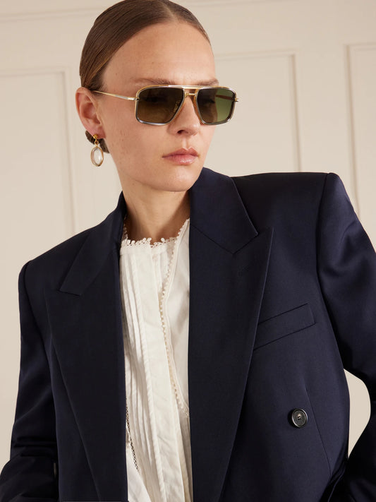 Image of Sunglasses. Product name - Earl Aviator-style Titanium Sunglasses in Gold colour by brand - Jacques Marie Mage
