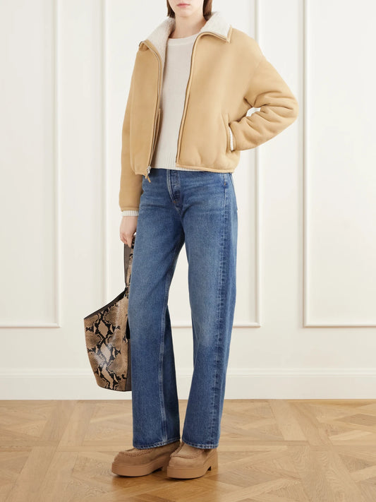 Image of Boots. Product name - Logo-debossed Shearling-trimmed Suede Ankle Boots in Camel colour by brand - Gianvito Rossi
