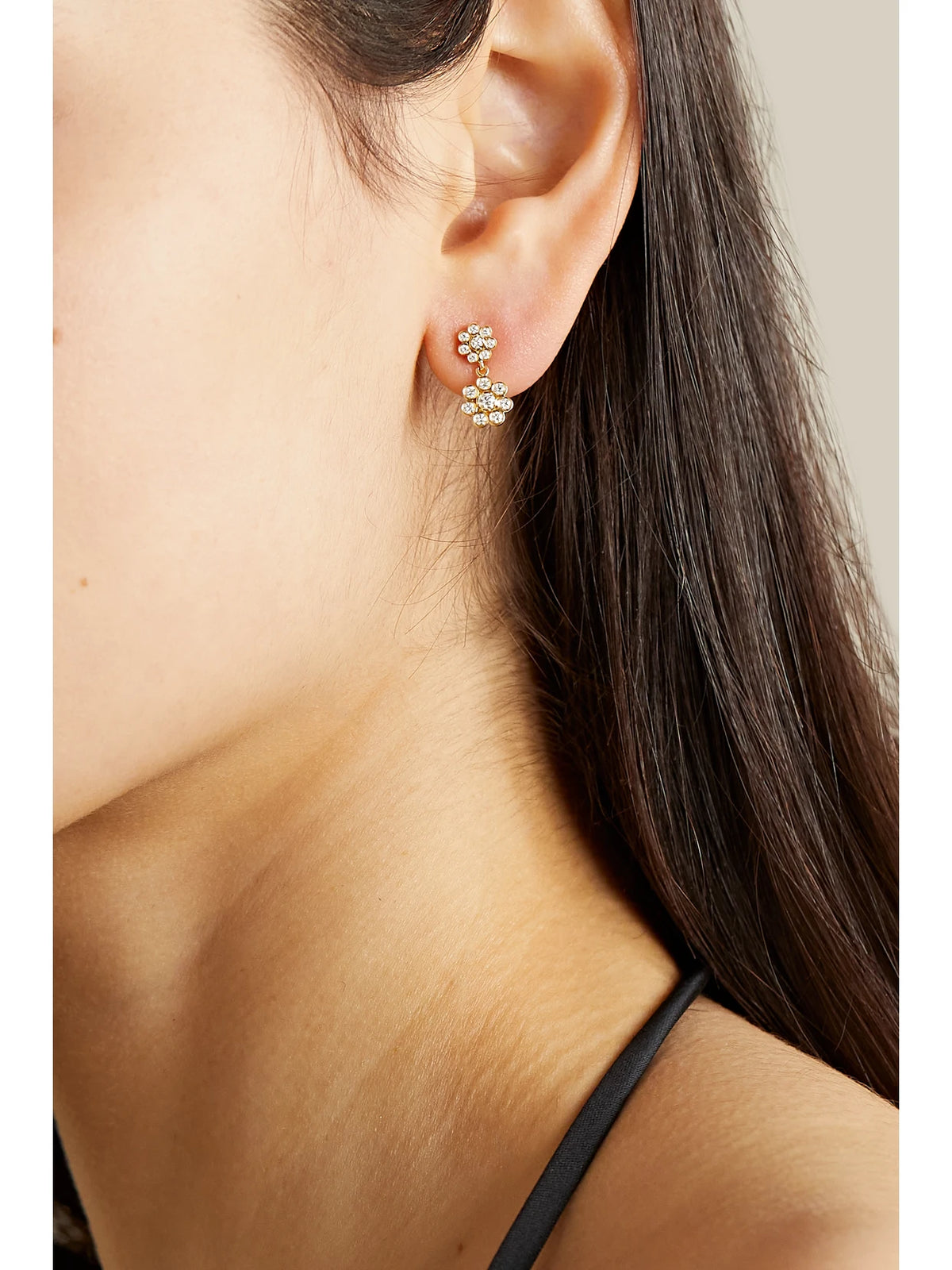 Image of Earrings. Product name - Bellis Deux 18-karat Gold Diamond Single Earring in Multi colour by brand - Sophie Bille Brahe