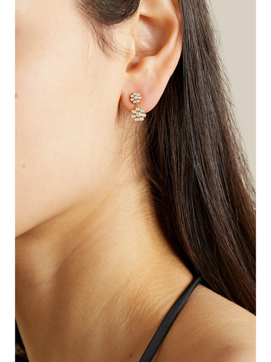 Image of Earrings. Product name - Bellis Deux 18-karat Gold Diamond Single Earring in Multi colour by brand - Sophie Bille Brahe