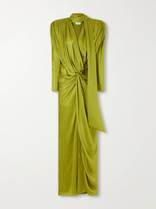 Balmain Draped Silk-charmeuse Maxi Dress