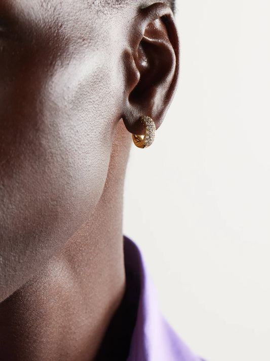 Image of Earrings. Product name - Dy Mercer Micro 18-karat Gold Diamond Hoop Earrings in Multi colour by brand - David Yurman