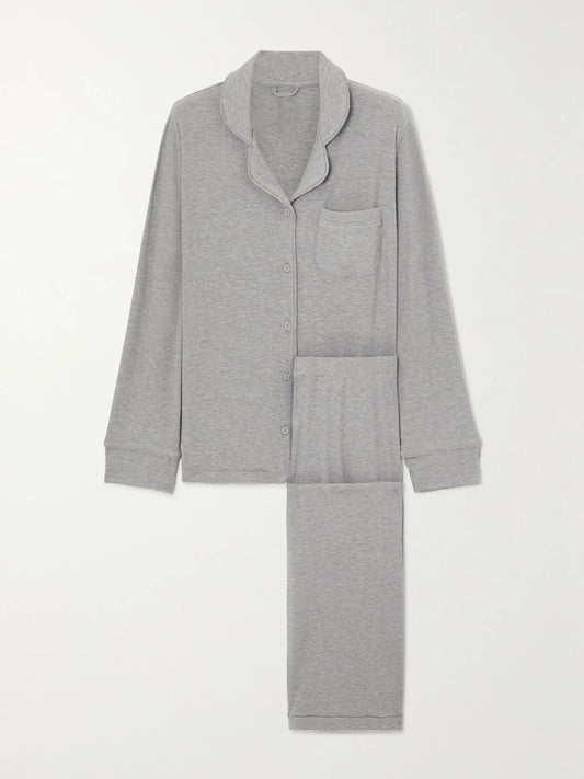 Image of Sleepwear & Loungewear. Product name - Soft Lounge Sleep Set - Heather Grey in Gray colour by brand - SKIMS