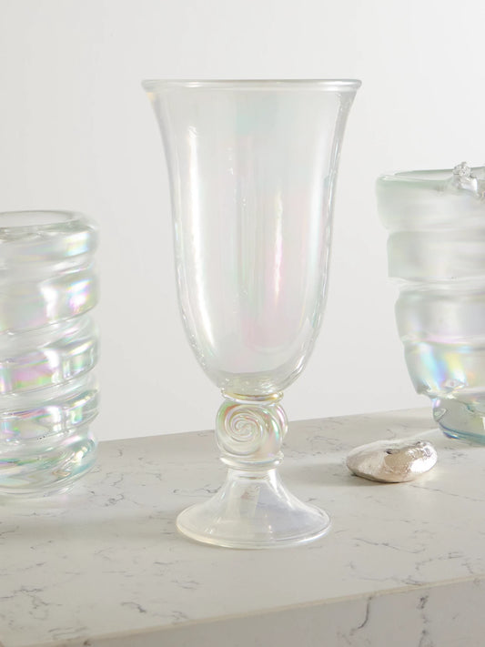Image of Decor. Product name - Petit Escargot Iridescent Murano Glass Vase in Clear colour by brand - Sophie Bille Brahe