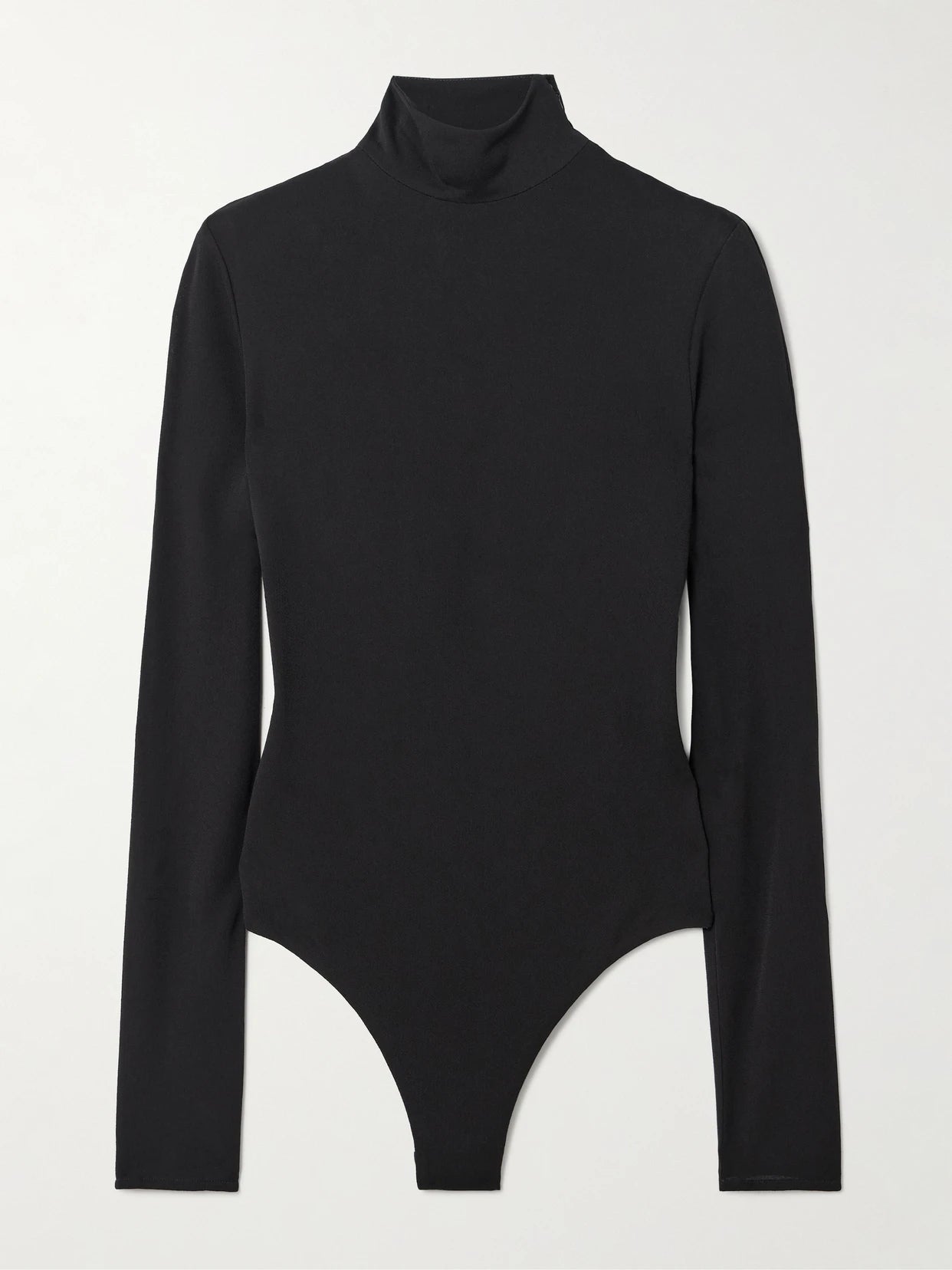 Image of Bodysuits. Product name - Open-back Jersey Turtleneck Bodysuit in Black colour by brand - Alaïa