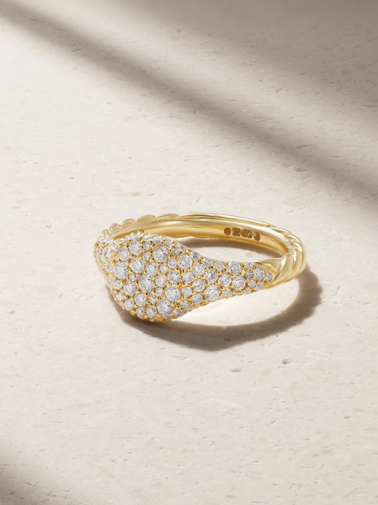 Petite Pavé 18-karat Gold Diamond Pinky Ring