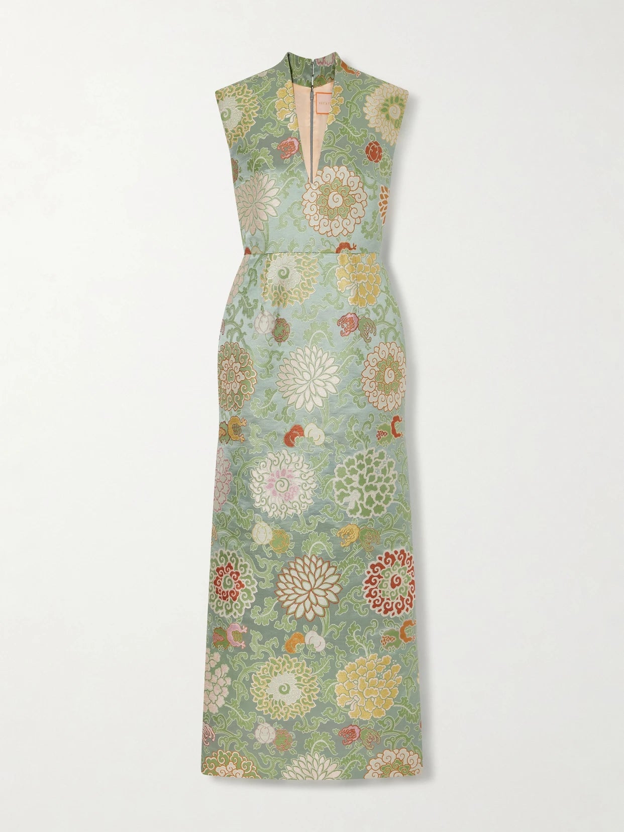 Image of Dresses. Product name - Praga Embroidered Woven Midi Dress in Lime green colour by brand - Marta Ferri