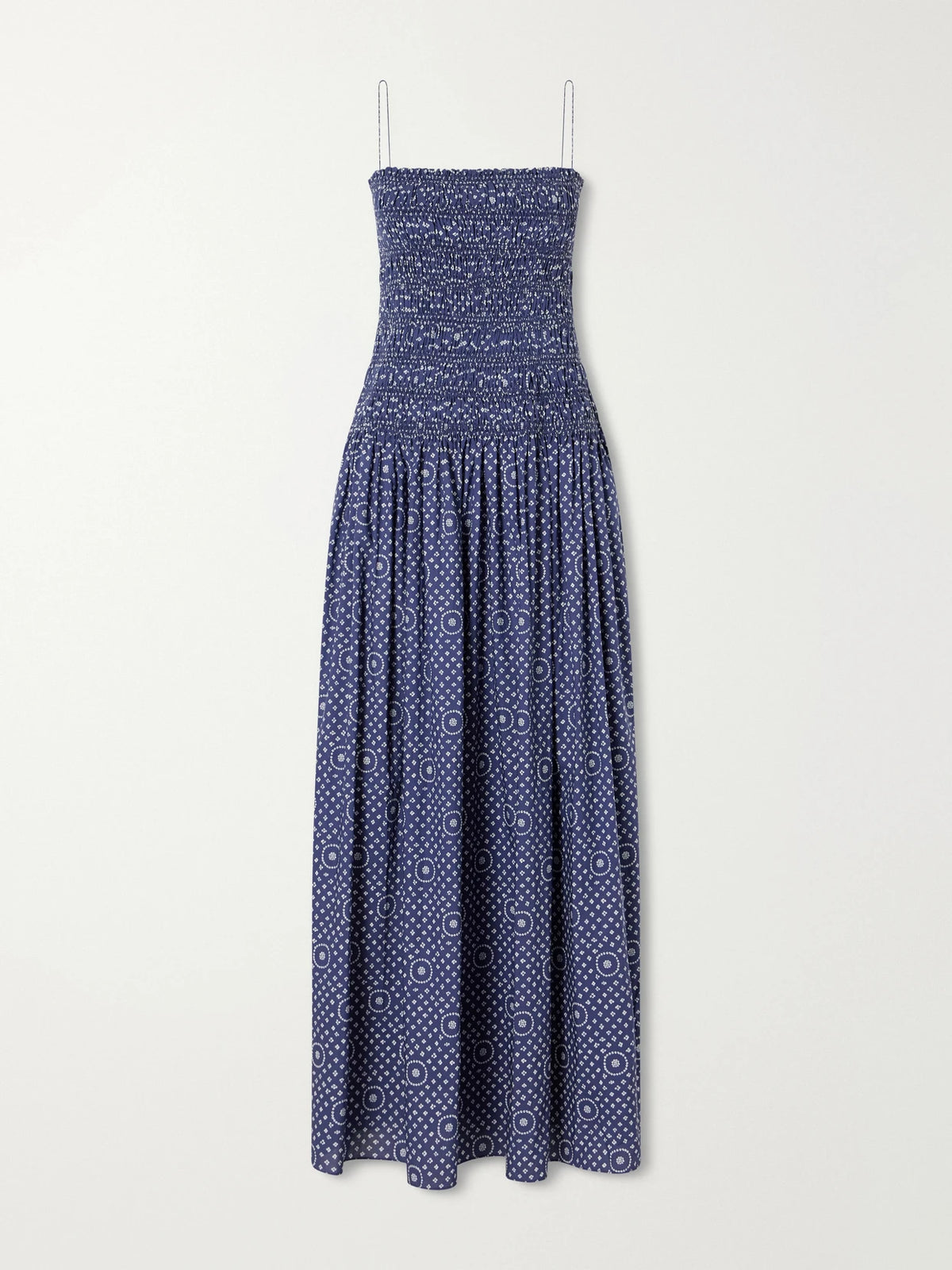 Matteau Shirred Printed Cotton Midi Dress
