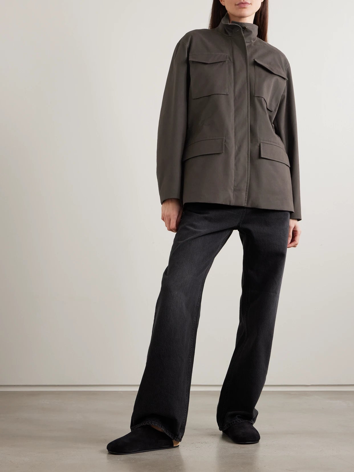 Image of Coats & Jackets. Product name - Floriane Stretch Cotton And Cashmere-blend Field Jacket in Brown colour by brand - The Row