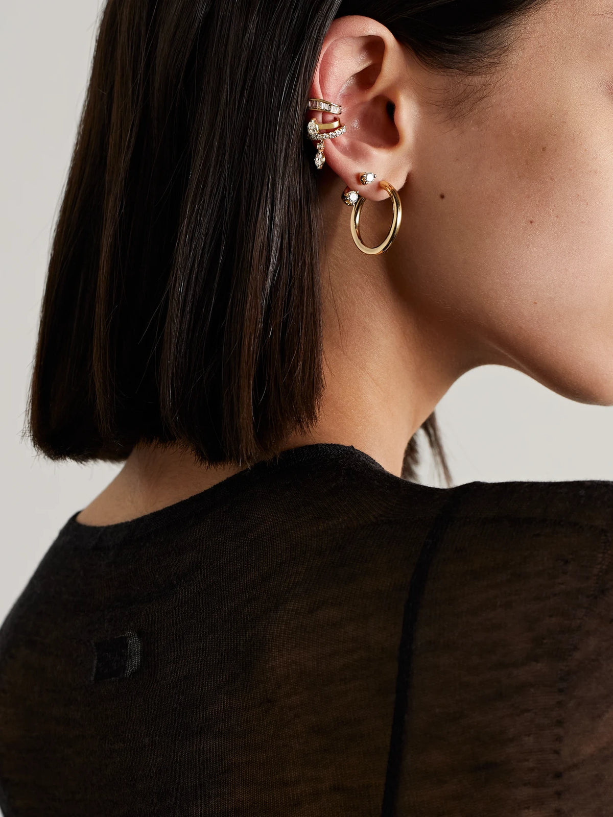 Image of Earrings. Product name - Daphne 18-karat Gold Diamond Ear Cuff in Multi colour by brand - Anita Ko