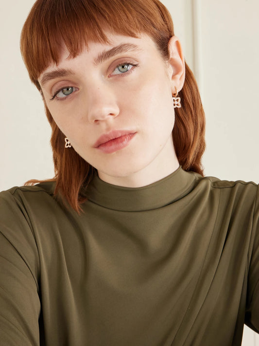 Image of Earrings. Product name - Lotus By De Beers 18-karat Rose Gold Diamond Earrings in Multi colour by brand - De Beers London