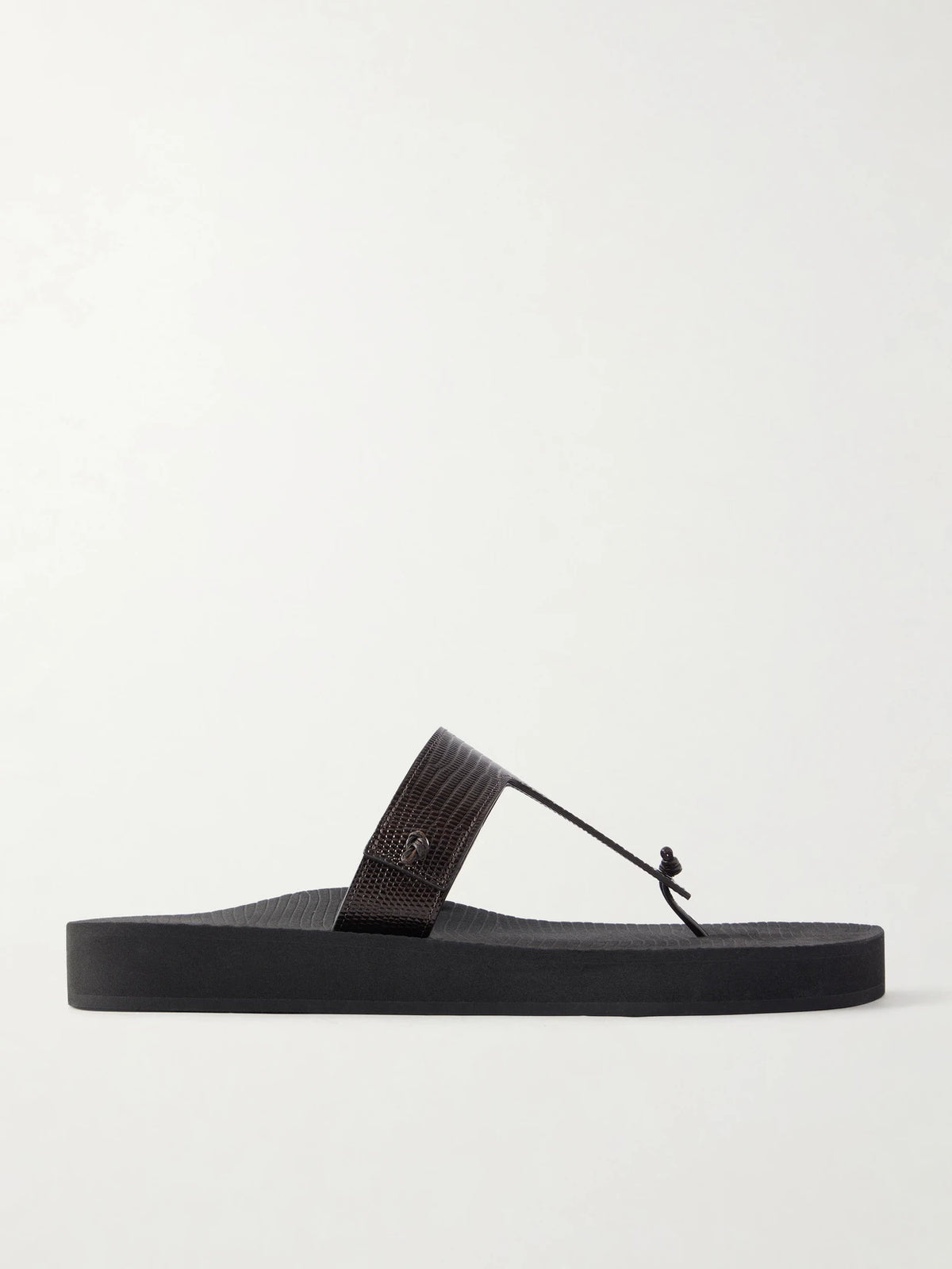 Edge Lizard-effect Leather Flip Flops
