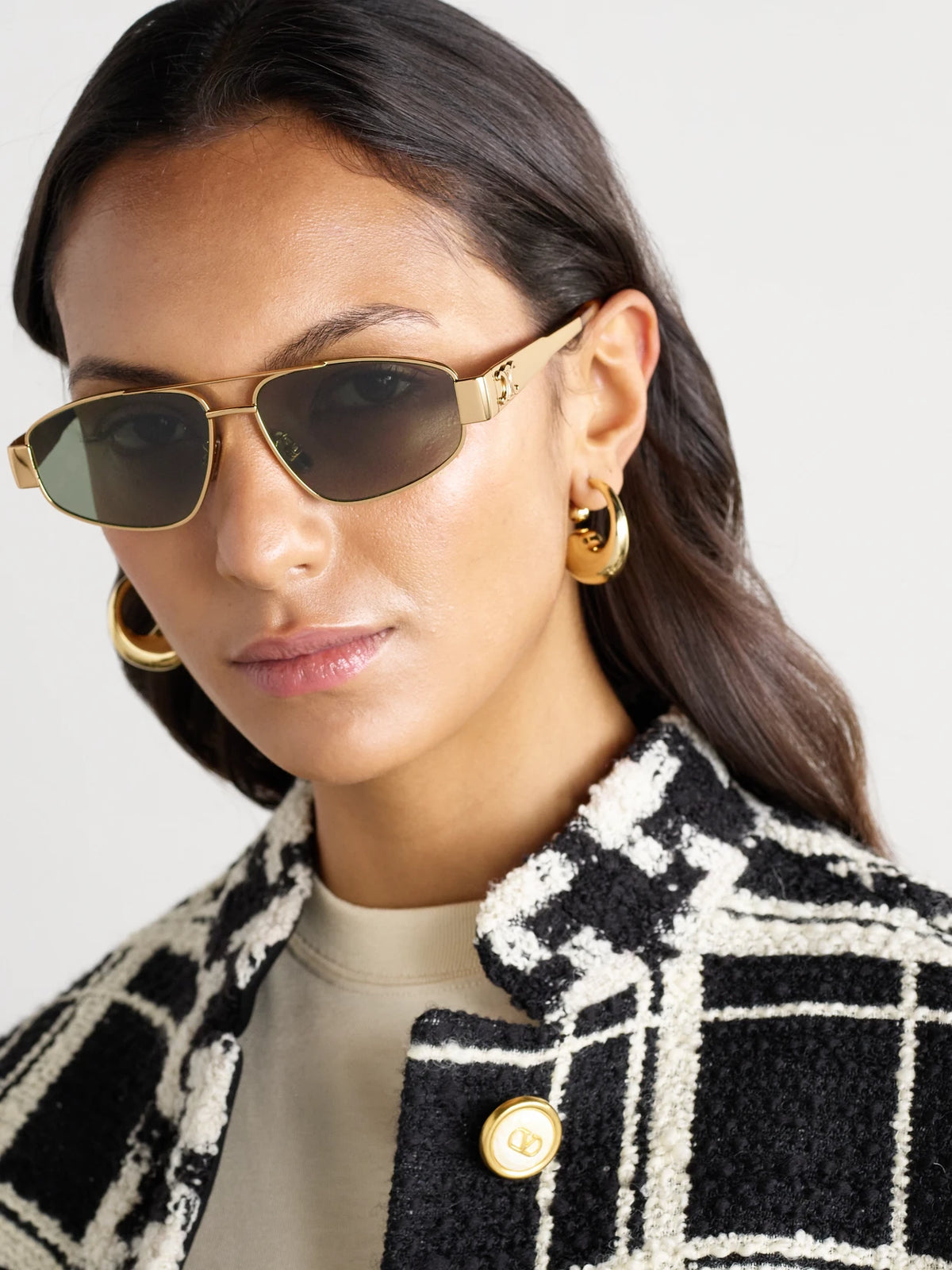 Image of Sunglasses. Product name - Triomphe Aviator-style Gold-tone And Acetate Sunglasses in Multi colour by brand - CELINE Eyewear