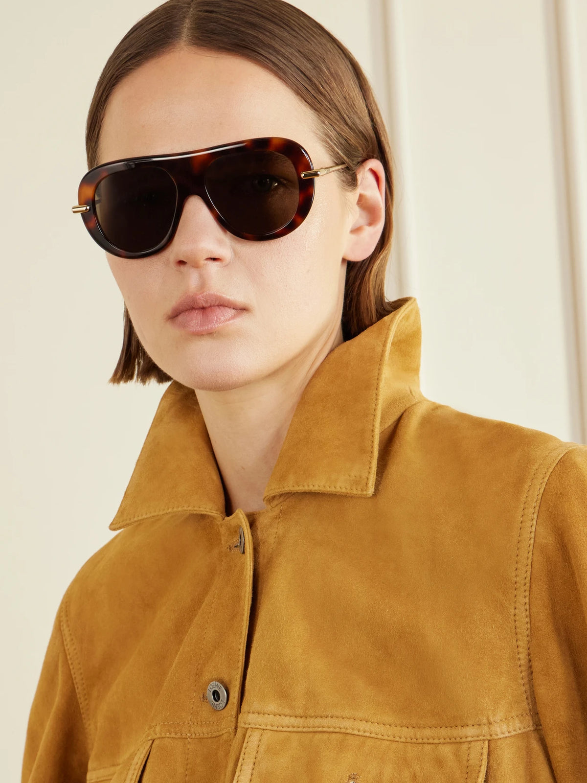 Image of Sunglasses. Product name - Slim Aviator-style Tortoiseshell Acetate Sunglasses in Multi colour by brand - Loewe