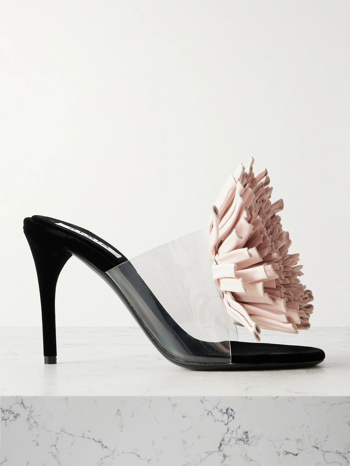 Leather-trimmed Pvc And Velvet Sandals