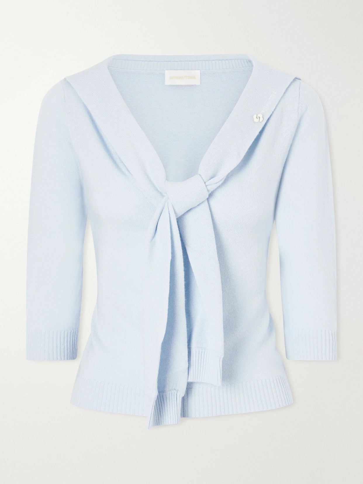 Logo-appliquéd Tie-detailed Wool Sweater