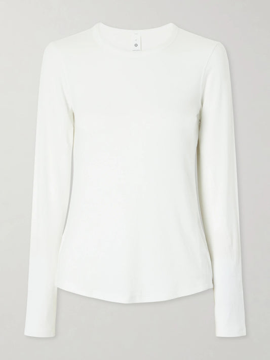 Image of Blouses. Product name - Hold Tight Ribbed Modal Blouse in White colour by brand - lululemon