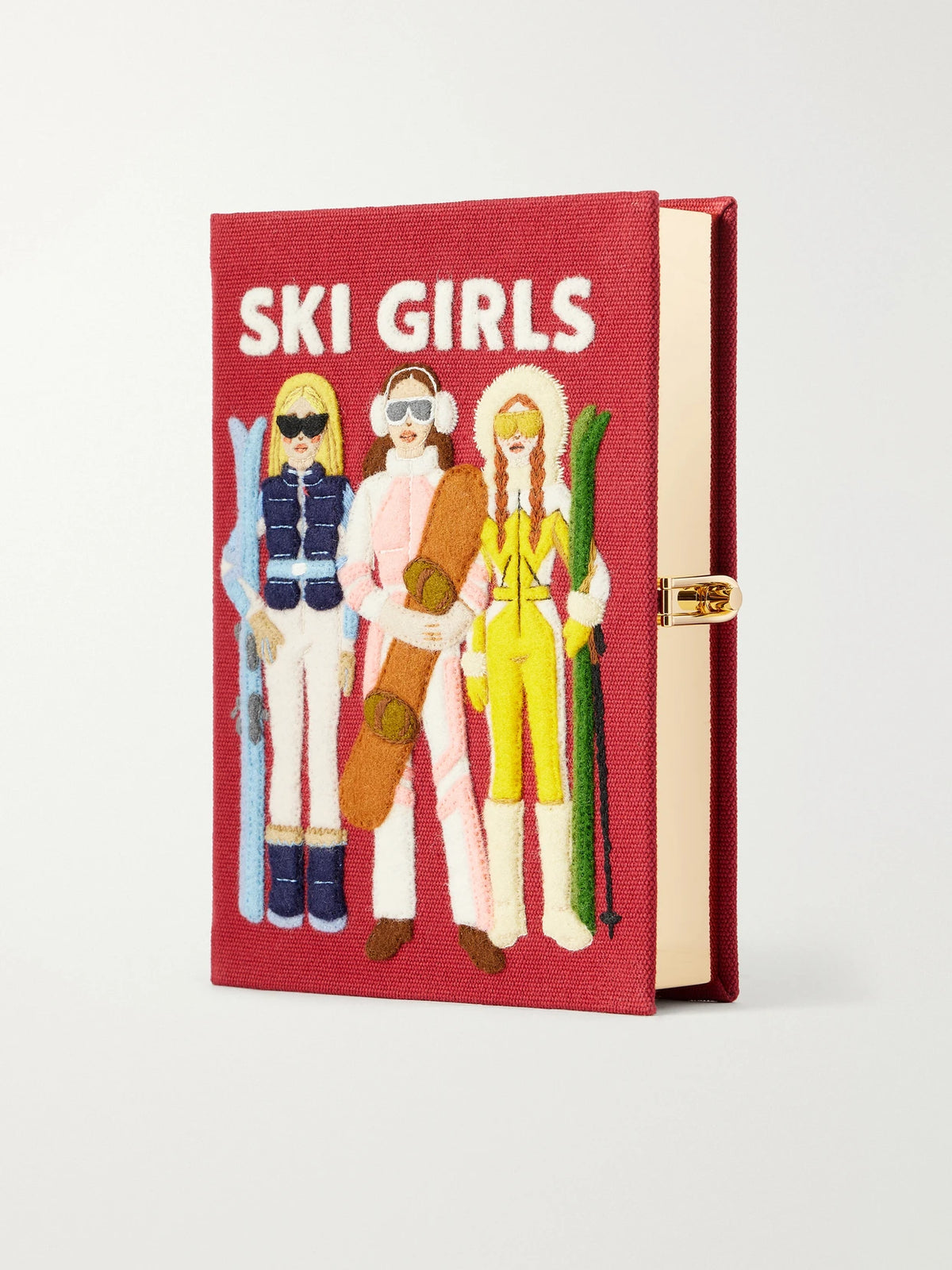 Olympia Le-Tan Ski Girls Embroidered Canvas Clutch