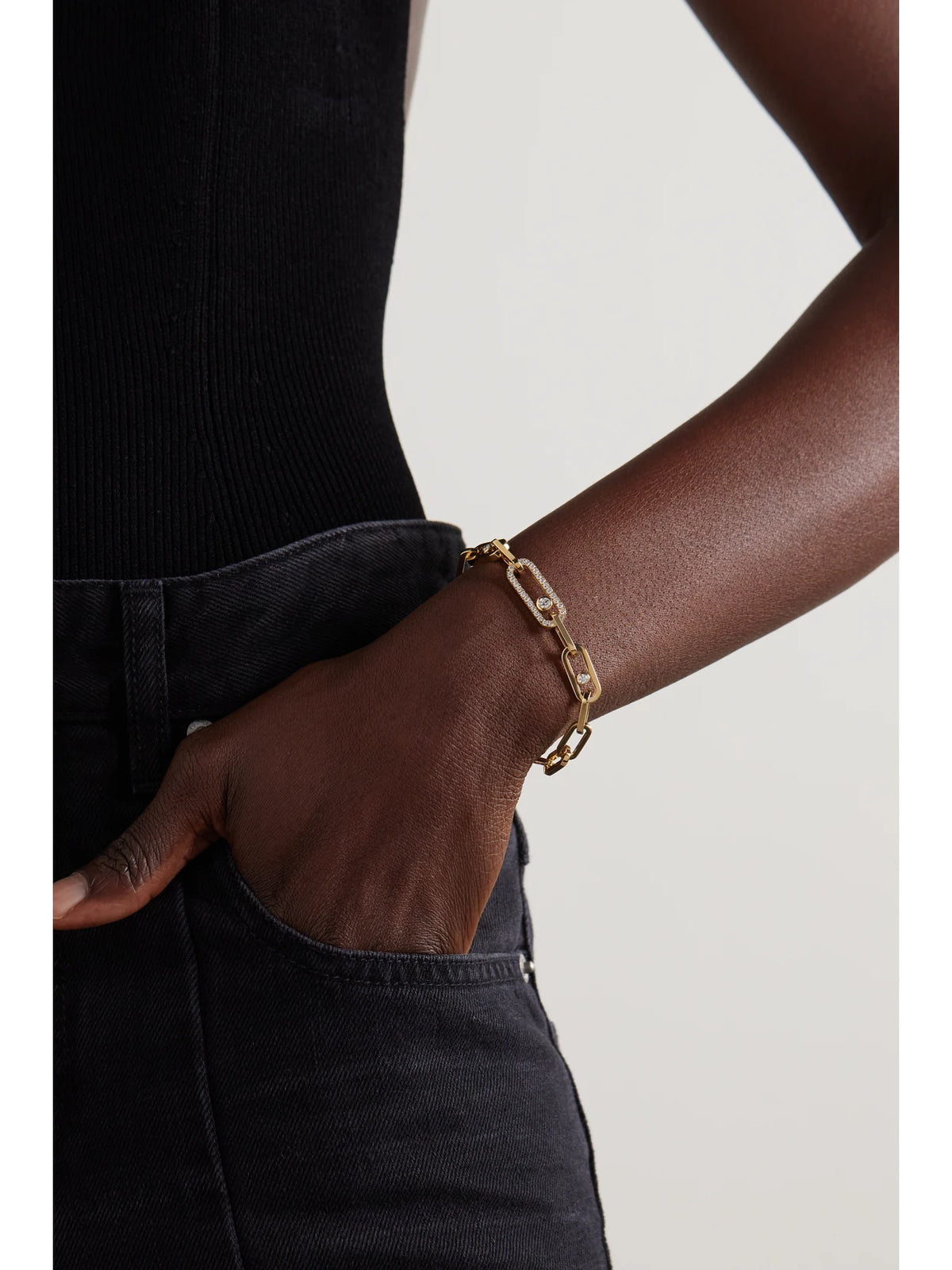 Image of Bracelets. Product name - Move Link 18-karat Gold Diamond Bracelet in Multi colour by brand - Messika