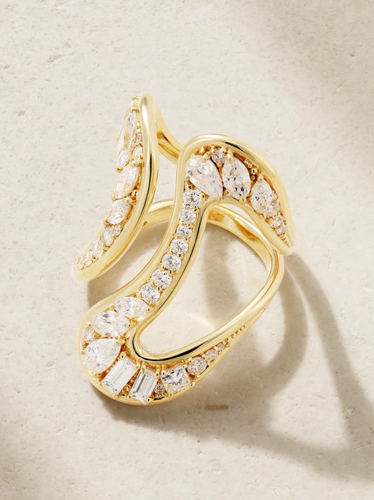 Stream Open 18-karat Gold Diamond Ring