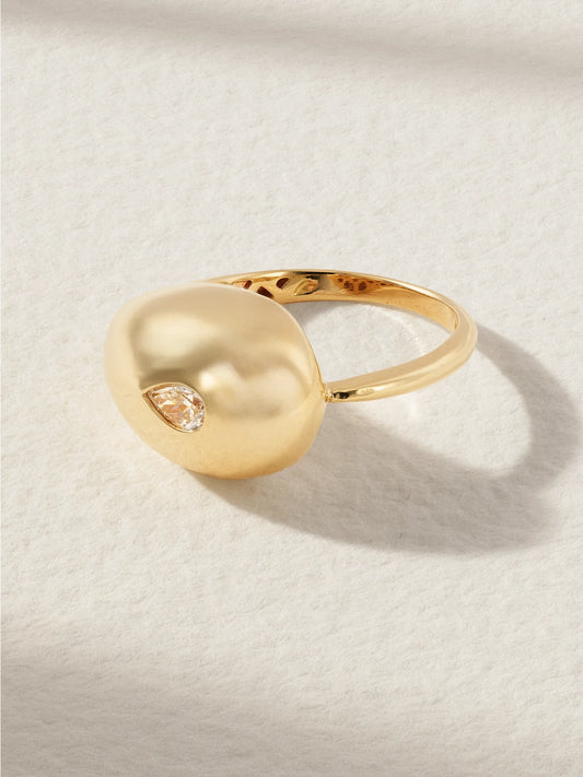 Water Droplet 14-karat Gold Diamond Ring