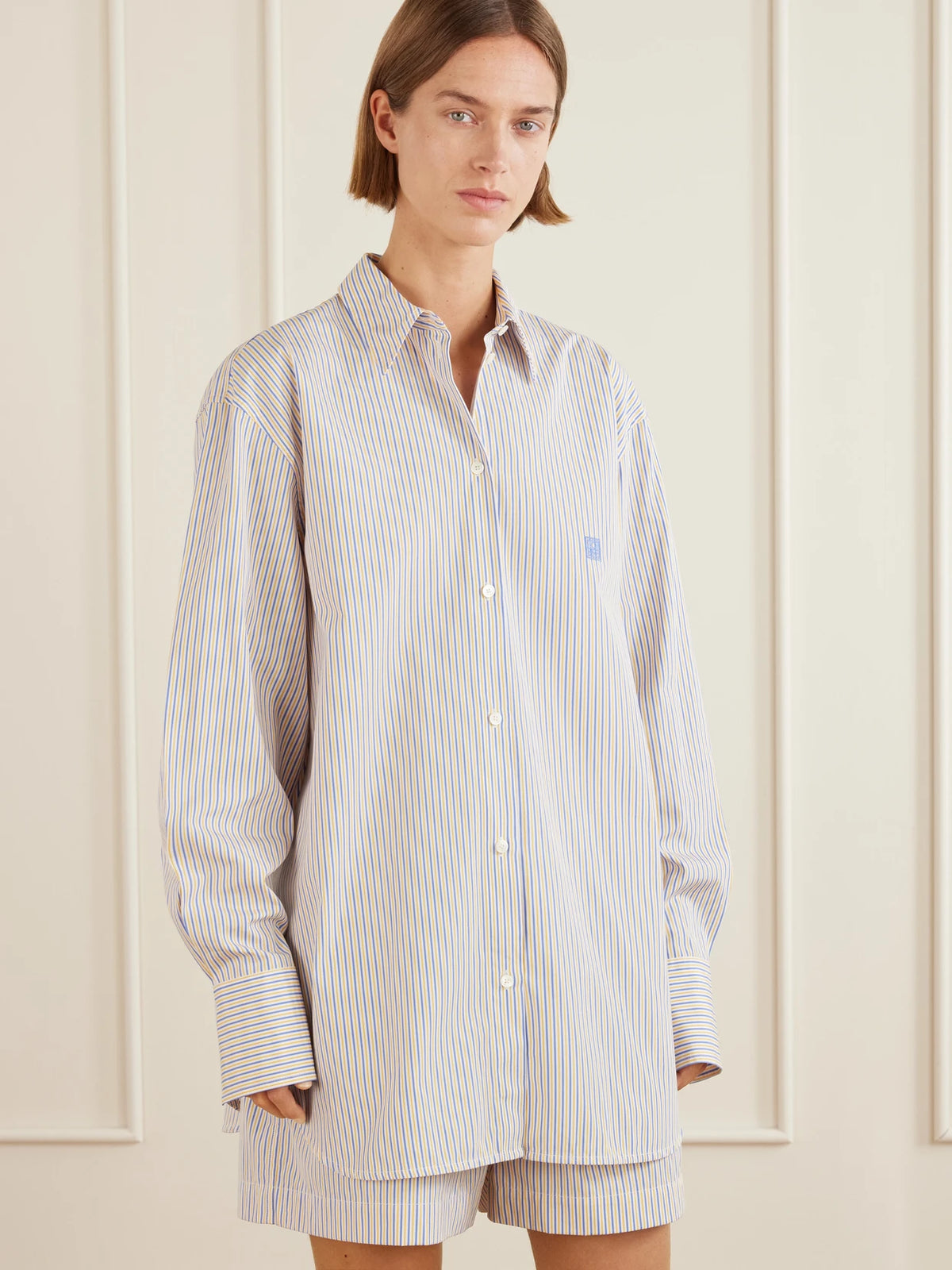 TOTEME Embroidered Striped Cotton-poplin Shirt