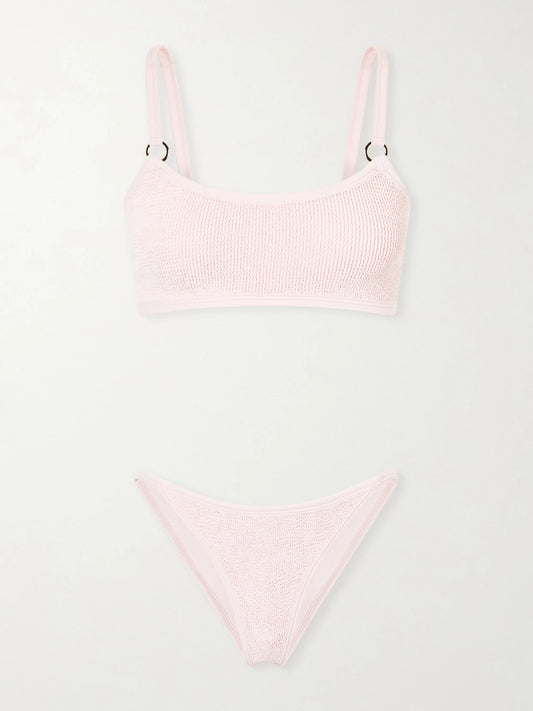 Image of Swimwear. Product name - Iris Original Crinkle Bikini Set in Pink colour by brand - Hunza G