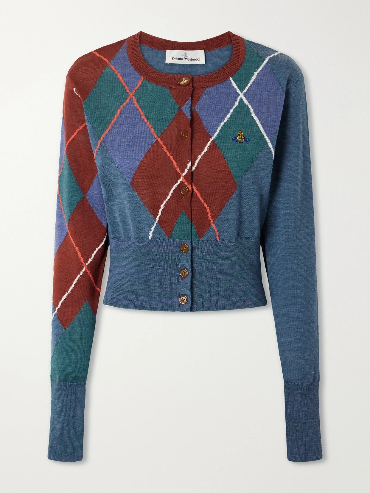 Logo-embroidered Checked Wool And Cotton-blend Cardigan