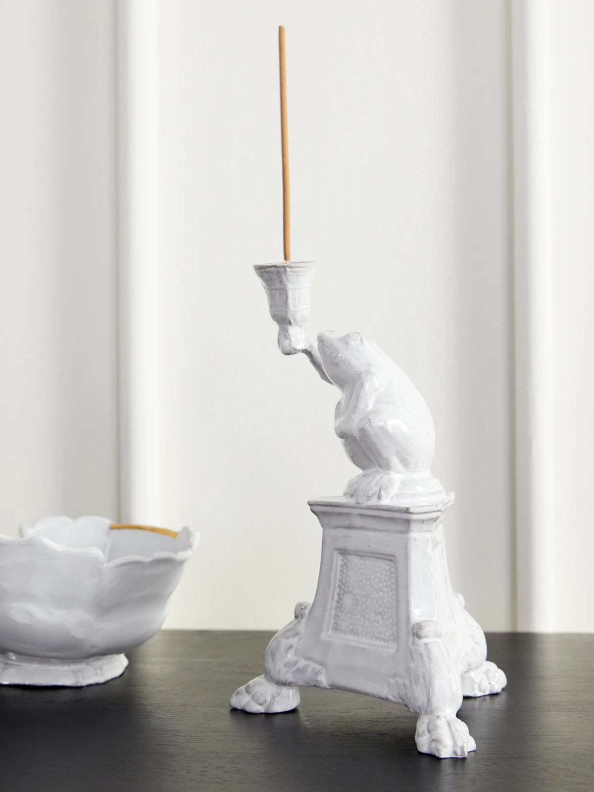 Image of Decor. Product name - Grenouille Monument Porcelain Incense Holder in White colour by brand - Astier De Villatte