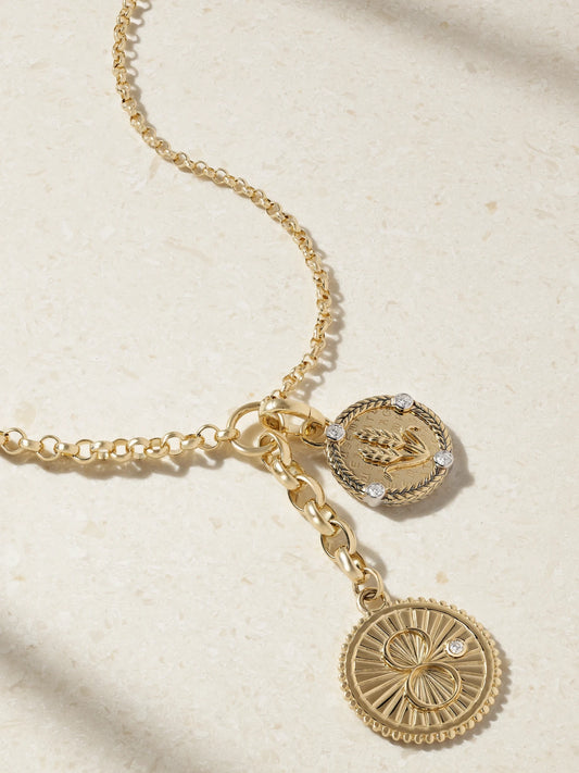Karma + Infinite Gratitude + Medium Mixed Belcher 18-karat Gold Diamond Necklace