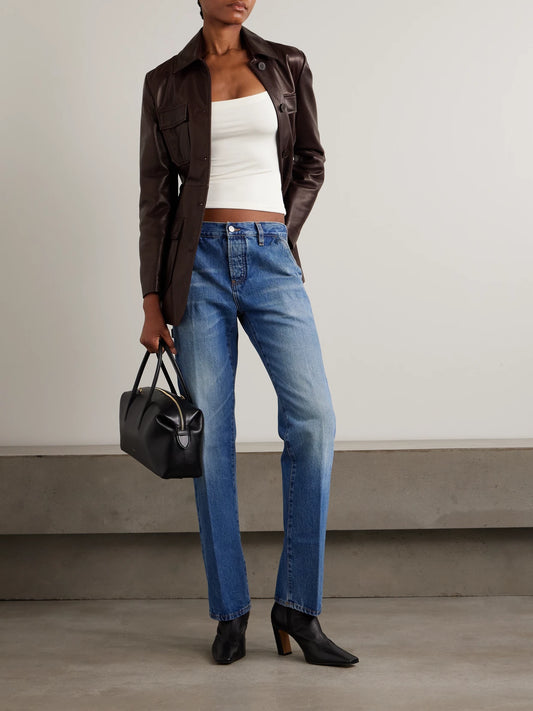 Image of a model wearing Tops. Product name - Stretch-modal Jersey Tank in Off-white colour by brand - ÉTERNE
