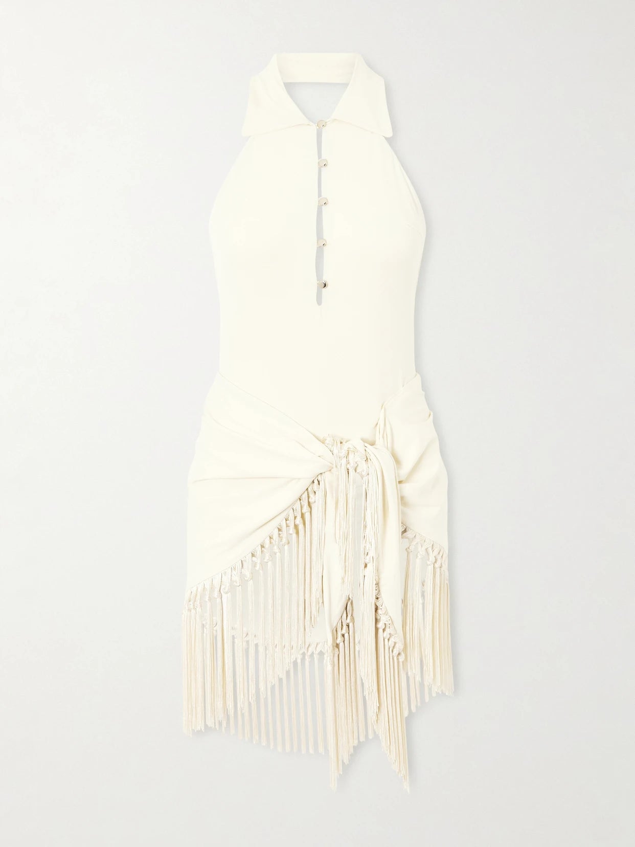 Tropicana Halterneck Swimsuit And Fringed Pareo Set