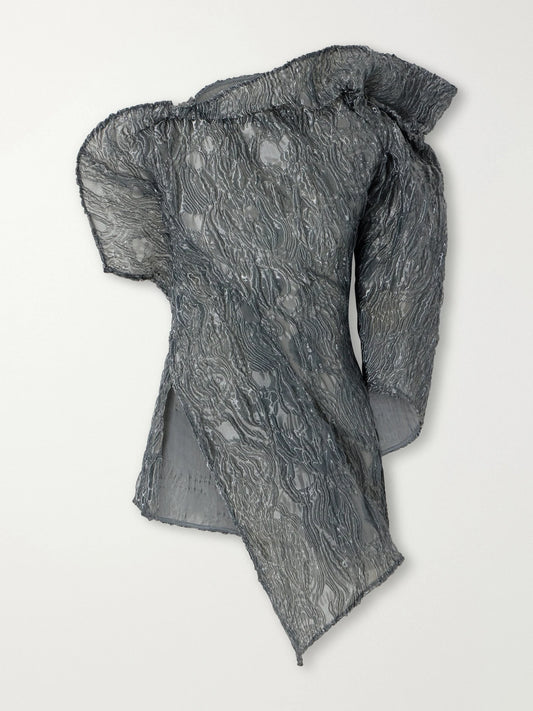Maticevski Scintilla Asymmetric Crinkled-georgette Blouse