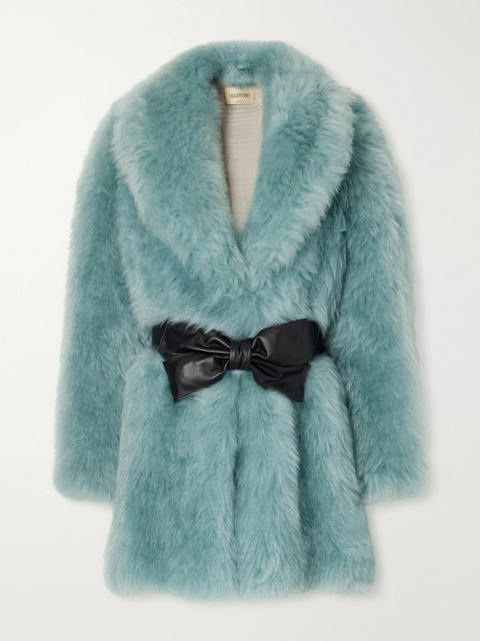 Valentino Garavani Belted Leather-trimmed Cashmere Coat